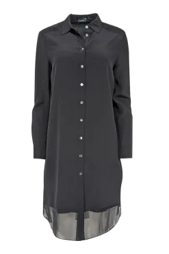 Magaschoni - Black Silk Shirtdress w/ Semi-Sheer Hem Sz 6