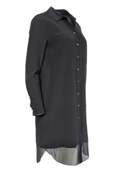 Magaschoni - Black Silk Shirtdress w/ Semi-Sheer Hem Sz 6