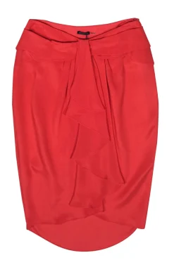 Magaschoni - Coral Ruffle Faux Wrap Silk Skirt Sz 4