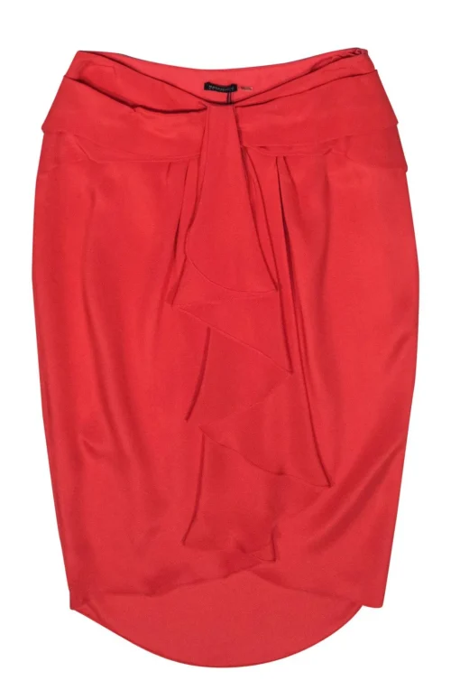 Magaschoni - Coral Ruffle Faux Wrap Silk Skirt Sz 4