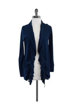 Magaschoni - Dark Teal Ruffle Open Front Cardigan Sz XS