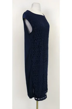 Magaschoni - Navy Laser Cut Dress Sz S