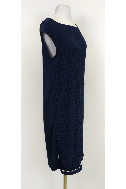 Magaschoni - Navy Laser Cut Dress Sz S
