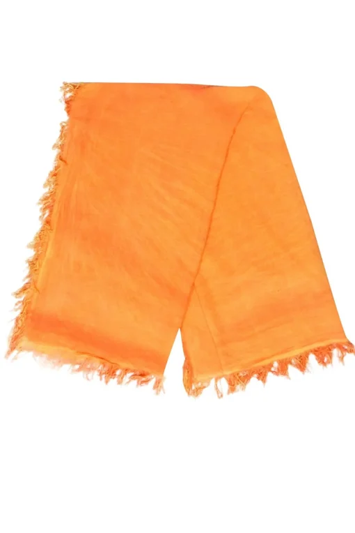 Maison de Famille - Light Orange Fringe Hem Scarf