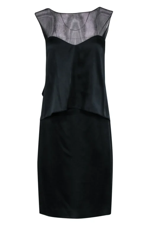 Maison Martin Margiela - Black Silk Blend Sleeveless Strappy Back Dress Sz 6