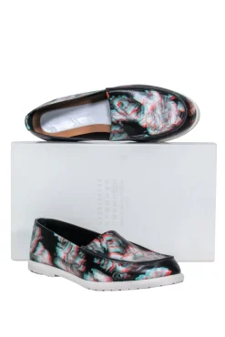 Maison Martin Margiela - Black & Multicolored 3D Floral Print Loafers Sz 10