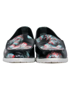 Maison Martin Margiela - Black & Multicolored 3D Floral Print Loafers Sz 10