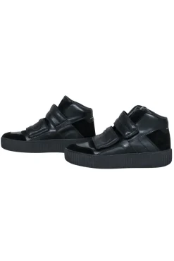 Maison Martin Margiela - Black Leather & Suede Velcro High Top Platform Sneakers Sz 6