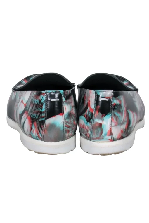 Maison Martin Margiela - Black & Multicolored 3D Floral Print Loafers Sz 10