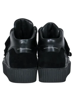 Maison Martin Margiela - Black Leather & Suede Velcro High Top Platform Sneakers Sz 6