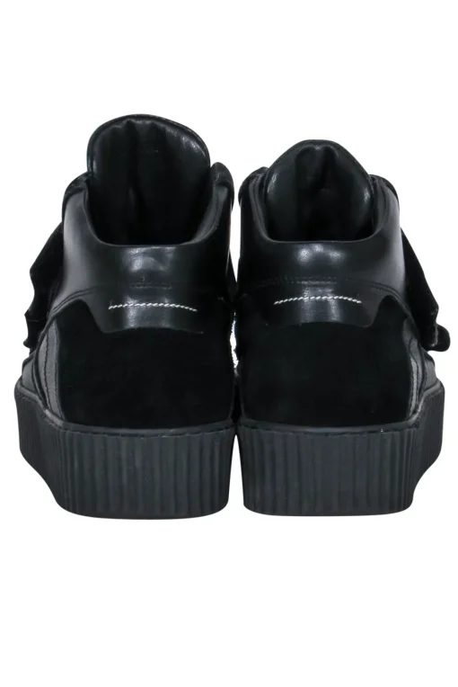 Maison Martin Margiela - Black Leather & Suede Velcro High Top Platform Sneakers Sz 6