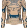 Maison Martin Margiela x H&M - Nude Fitted Tattoo Printed Long Sleeve Top Sz XS