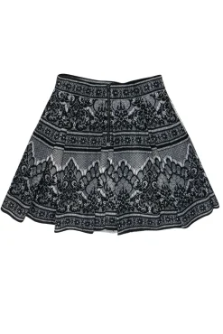 Maje - Black & White Lace Pleated Skater Skirt Sz 8