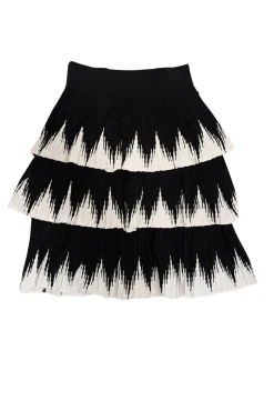 Maje - Black & White Zigzag Tiered Skirt Sz 4