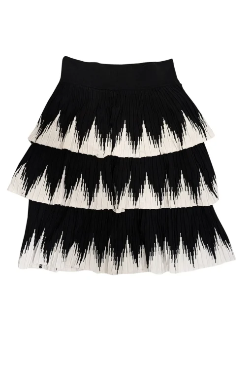 Maje - Black & White Zigzag Tiered Skirt Sz 4