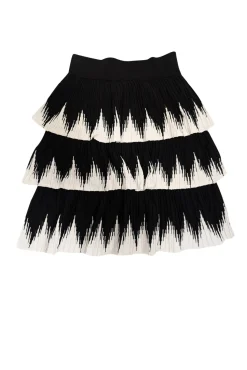 Maje - Black & White Zigzag Tiered Skirt Sz 4