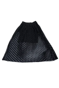 Maje - Black Cutout Flared Midi Skirt Sz 4