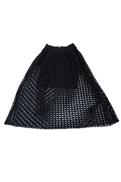 Maje - Black Cutout Flared Midi Skirt Sz 4