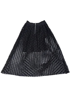 Maje - Black Cutout Flared Midi Skirt Sz 4