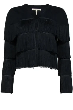 Maje - Black Fringed Open Front Jacket Sz 4