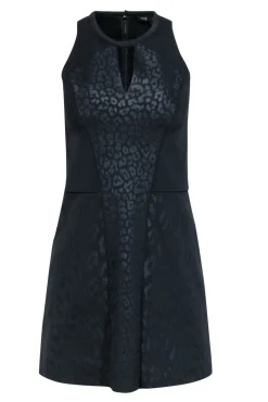 Maje - Black Leopard Print Scuba Knit Dress w/ Keyhole Neckline Sz 4