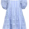 Maje - Blue Eyelet Embroidery Trim Dress Sz 6