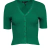 Maje - Kelly Green Ribbed Short Sleeve Cardigan Sz 2