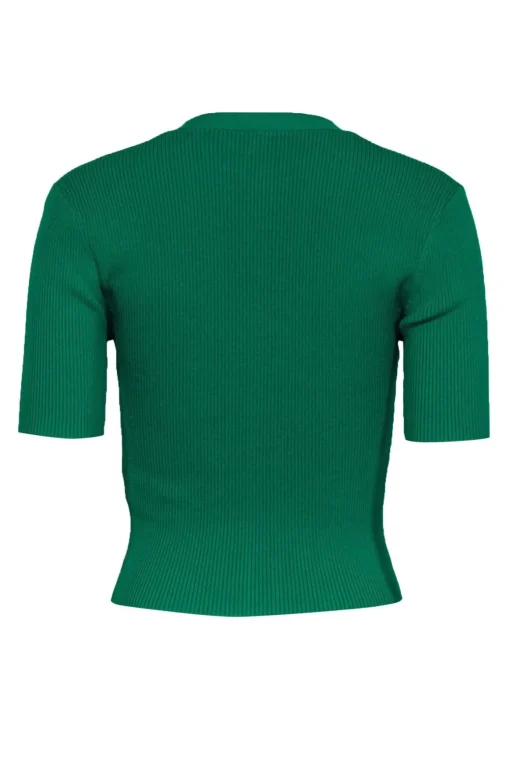 Maje - Kelly Green Ribbed Short Sleeve Cardigan Sz 2