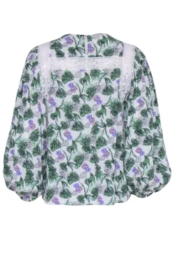 Maje - White, Purple, & Green Palm Print Top Sz 4
