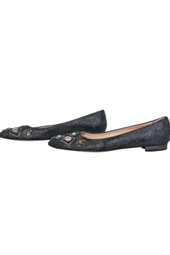 Manolo Blahnik - Crystal-Toe Canvas Flats Sz 7