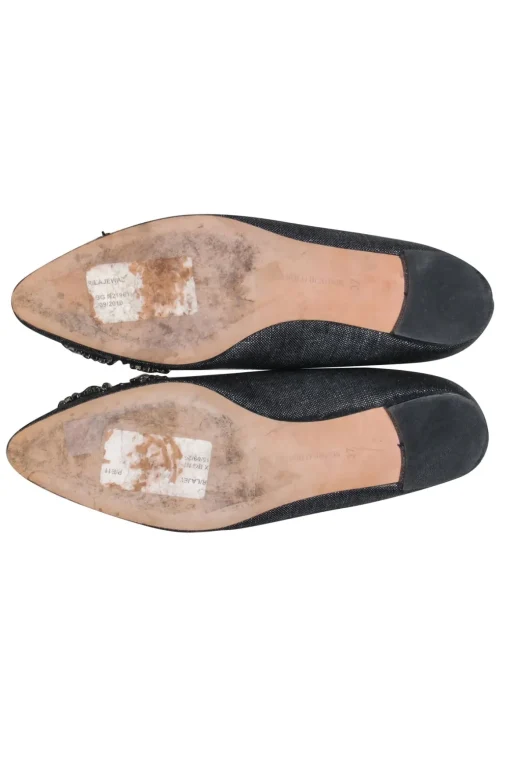 Manolo Blahnik - Crystal-Toe Canvas Flats Sz 7