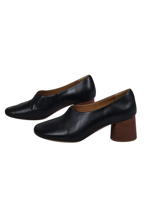 Mansur Gavriel - Black Leather Rounded Toe Low Heel Pumps Sz 9
