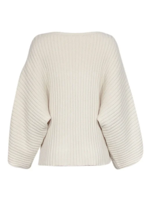 Mara Hoffman - Cream Ribbed Square Neckline Sweater Sz L