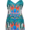 Mara Hoffman - White & Multicolor Palm Tree, Cactus & Colorblocked Print Romper Sz 8