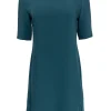 Marc by Marc Jacobs - Dark Teal Shift Dress w/ Quilted Leather Shoulders Sz 8