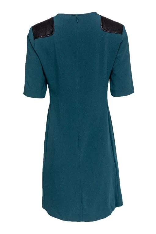Marc by Marc Jacobs - Dark Teal Shift Dress w/ Quilted Leather Shoulders Sz 8