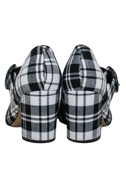 Marc Fisher - Black & White Plaid Mary-Jane Pumps w/ Buckle Closure Sz 7.5