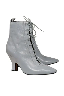 Marc Jacobs - Baby Blue Leather Victorian Style Short Boots Sz 10