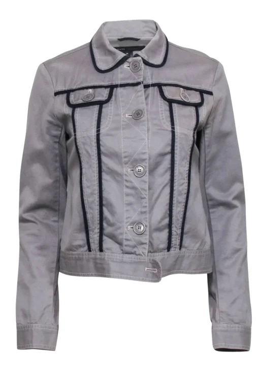 Marc Jacobs - Grey w/ Navy Trim Button Front Jacket Sz M