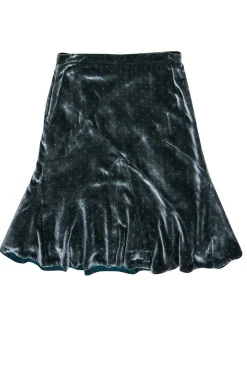 Marc Jacobs - Moss Green Flared Velvet Skirt w/ Polka Dots Sz 4