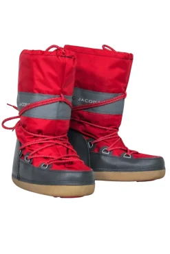 Marc Jacobs - Red & Gray Lace-Up Chunky Moon Boots Sz M