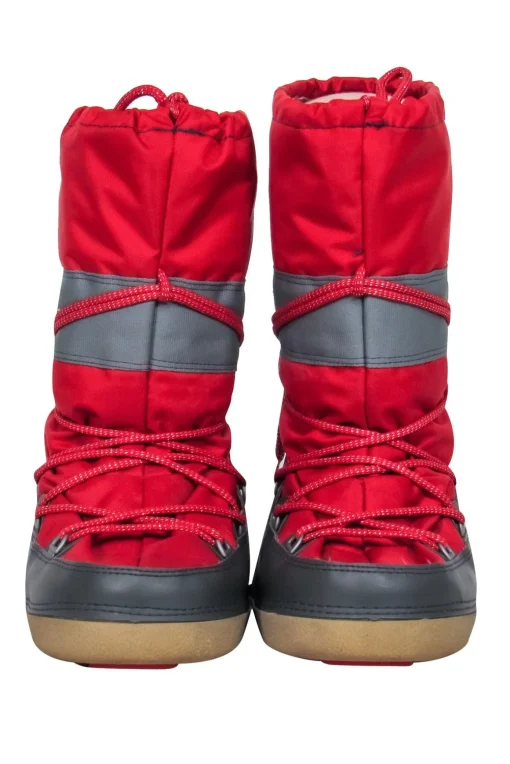 Marc Jacobs - Red & Gray Lace-Up Chunky Moon Boots Sz M
