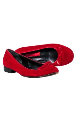Marc Jacobs - Red Velvet Flats w/ Bow Sz 7
