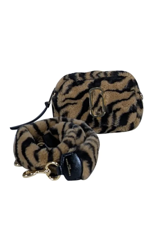 Marc Jacobs - Tan & Black Animal Print Faux Fur Snapshot Shoulder Bag