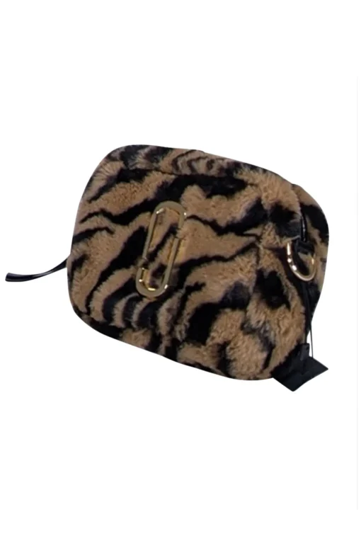 Marc Jacobs - Tan & Black Animal Print Faux Fur Snapshot Shoulder Bag