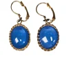 Marguerite de Valois - Gold Colored & Blue Drop Dangle Earring