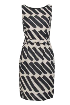 Marimekko - Tan & Black Sleeveless Dress w/ Waist Tie Sz 6