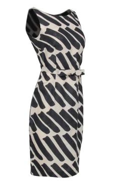 Marimekko - Tan & Black Sleeveless Dress w/ Waist Tie Sz 6