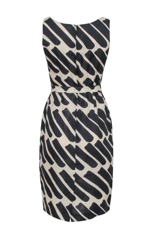 Marimekko - Tan & Black Sleeveless Dress w/ Waist Tie Sz 6
