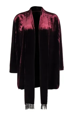 Marina Rinaldi - Bordeaux Velvet Cardigan Size L